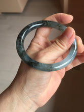Load image into Gallery viewer, 56mm Certified Type A 100% Natural icy watery dark green/purple/gray round cut Jadeite bangle AA130-6924