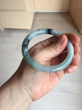 Load image into Gallery viewer, 55.6mm Certified Type A 100% Natural Dark Green Blue Gray Black Moonlit Ink (水墨月色) Round Cut Jadeite Jade Bangle AZ142-0750