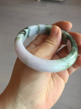 Load image into Gallery viewer, 54.8mm certified 100% natural Type A light purple dark green jadeite jade bangle E141-3921