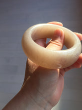 Load image into Gallery viewer, 53mm 100% natural light purple/pale pink/beige with flying snow chubby Quartzite (Shetaicui jade) bangle SY77