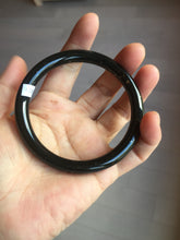 Load image into Gallery viewer, 61.4mm certified 100% Natural dark green/black meteorite Stellar Night sky slim round cut nephrite bangle HF114-1255