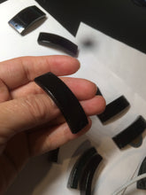 Load image into Gallery viewer, 100% natural type A black jadeite jade (mocui, 墨翠) rectangle bead/craft supplies AY78