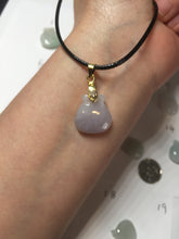 Load image into Gallery viewer, 100% Natural light green/white/purple Jadeite Jade money bag bead pendant group F153