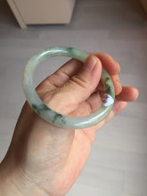 Load image into Gallery viewer, 52mm certified type A 100% Natural green/white with floating flowers slim oval jadeite jade bangle BP26-2670