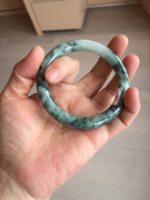 Load image into Gallery viewer, 56mm certified 100% natural Type A silent snow and green forest round cut jadeite jade bangle AA36-4282