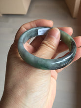 Load image into Gallery viewer, 51.2mm Certified Type A 100% Natural sunny green gray black(Wuji) Mountains Embrace Emerald(群山怀翠) jadeite jade bangle AZ180-0509