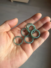 Load image into Gallery viewer, 14.1mm size 3 100% natural type A icy watery green/blue Guatemala jadeite jade band ring group BL143