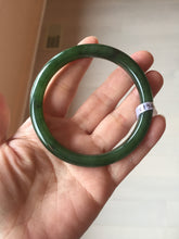 Load image into Gallery viewer, 59.5mm certified 100% Natural dark green/black nephrite (碧玉) bangle HN48-0136