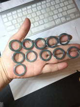 Load image into Gallery viewer, Size 6 1/2 100% natural type A light dark green blue black gray Guatemala jadeite band ring group AA112