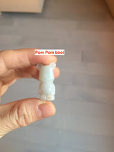 Load image into Gallery viewer, Type A 100% Natural light green white jadeite jade cute baby bear pendant BG93