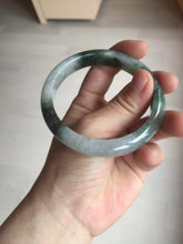 Load image into Gallery viewer, 58mm Certificated icy watery dark green/black/white seaweed jadeite jade bangle S82-7077