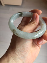 Load image into Gallery viewer, 56.5mm 100% natural type A icy watery light green/brown/black seaweed jadeite jade bangle Q139-5250