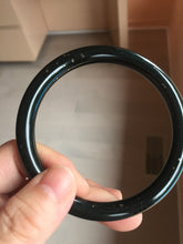 Load image into Gallery viewer, 62.5mm 100% Natural Dark Green/Black Meteorite Starry Night Sky Galaxy Nephrite Bangle HK2-0564