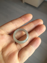 Load image into Gallery viewer, Size 8-8 3/4 100% natural type A icy watery black purple gray jadeite jade band ring PA207