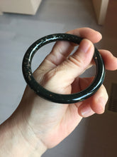 Load image into Gallery viewer, 59mm 100% Natural Dark Green/Black Meteorite Starry Night Sky Galaxy Nephrite Bangle HN179-0578