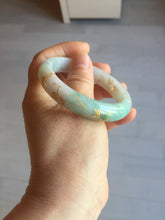 Load image into Gallery viewer, 52mm 100% natural Type A sunny green pink carved and golden-painted jadeite jade bangle PH201