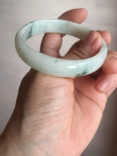 Load image into Gallery viewer, 55.5mm Certified type A 100% Natural light green with green flying flowers Jadeite bangle D131-4024
