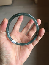 Load image into Gallery viewer, 61mm Certified Type A 100% Natural dark green/blue/gray Guatemala slim round cut Jadeite bangle PD175-2496