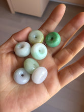 Load image into Gallery viewer, 17-19 mm Type A 100% Natural Sunny green/light green/white/purple Jadeite Jade Safety Guardian Button donuts Pendant group PB120