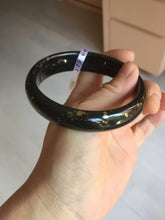 Load image into Gallery viewer, 62.3mm 100% Natural dark green/black meteorite Stellar Night sky nephrite bangle HN28-7608