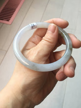 Load image into Gallery viewer, 58mm certified Type A 100% Natural light purple white brown with brown floating flowers round cut Jadeite Jade bangle PC156-4096