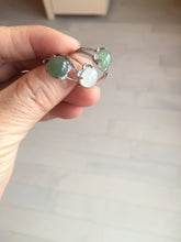 Load image into Gallery viewer, 100% natural type A icy watery green dark green four-prong jadeite jade ring group AA90