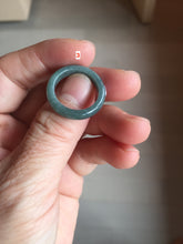 Load image into Gallery viewer, Size 6 1/2 100% natural type A light dark green blue black gray Guatemala jadeite band ring group AA112