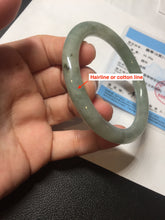 Load image into Gallery viewer, 55.8mm Certified type A 100% Natural light green gray round cut Jadeite bangle PD40-9581