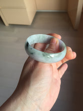Load image into Gallery viewer, 52mm certified 100% natural Type A light green white purple gray with green floating flowers thin jadeite bangle PF57-5619