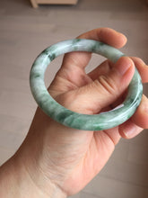 Load image into Gallery viewer, 56mm certified 100% natural Type A light green/white with green floating flowers round cut jadeite jade bangle BS92-6607