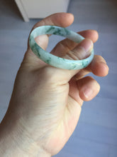 Load image into Gallery viewer, 51mm Certified Type A 100% Natural icy watery light green with green floating flowers thin Jadeite Jade bangle PJ56-1886