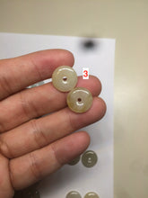 Load image into Gallery viewer, 12.5mm 100% Natural icy watery light green/yellow softy button donut dangling jadeite Jade earring group B207