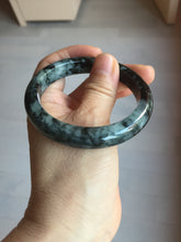 Load image into Gallery viewer, 55mm Certified Type A 100% Natural dark green black/white (black water and white mountains,白山黑水) Jadeite bangle PD140-6240