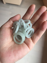 Load image into Gallery viewer, 100% natural type A icy watery light green/white jadeite jade band ring group R116
