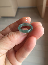 Load image into Gallery viewer, 15.1mm size 4 1/4 100% natural type A icy watery green/blue icy watery Guatemala slim jadeite jade band ring group PB51