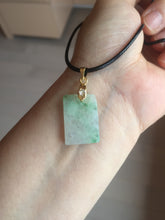 Load image into Gallery viewer, 100% Natural type A sunny green white square or rectangle Jadeite super thin Jade safe and sound pendant group AA45