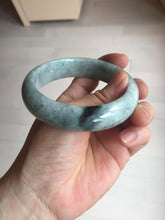 Load image into Gallery viewer, 58mm certified Type A 100% Natural light green gray chubby Jadeite Jade bangle BS115-6636