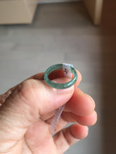 Load image into Gallery viewer, Size 2 1/4 (13.6mm) 100% natural type A icy watery green/blue/gray Guatemala jadeite jade band ring group AA105