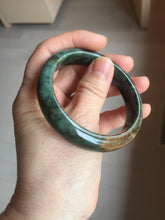 Load image into Gallery viewer, 52.7mm Certified Type A 100% Natural brown oily dark green(老油青) gray black Jadeite Jade bangle PC218-6231
