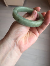 Load image into Gallery viewer, 55mm certified type A 100% Natural light green/gray/brown square style Jadeite Jade bangle BS1-1502