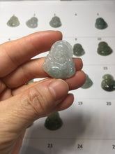 Load image into Gallery viewer, 100% Natural type A icy watery oily dark green(油青) happy Buddha jadeite pendant BS126