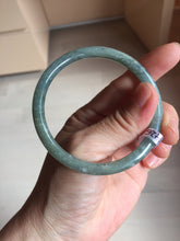 Load image into Gallery viewer, 56.6mm Type A 100% Natural Light Green/Gray/Black/Brown “Reed Flowers & Snow” Guatemala Slim Round Cut Jadeite Bangle PJ130-1426
