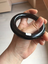 Load image into Gallery viewer, 54.3mm certified 10% Natural black(MO YU 墨玉) meteorite Stellar Night sky chubby round cut nephrite bangle HN1-8246