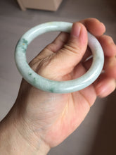 Load image into Gallery viewer, 54.2mm Certified type A 100% Natural light green white purple brown(FU LU SHOU) with green floating flowers round cut Jadeite bangle Q132-2859