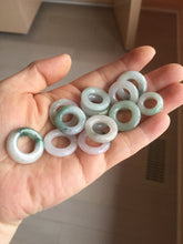Load image into Gallery viewer, 17.9-21mm Type A 100% Natural light green purple green white Jadeite Safety Guardian Button donuts pendant PF25