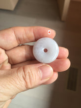 Load image into Gallery viewer, 22.3-26.6mm Type A 100% Natural light purple white Jadeite Jade Safety Guardian Button donuts Pendant BF136