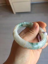Load image into Gallery viewer, 51.2mm Certified Type A 100% Natural light green carved branches and flowers and golden-painted jadeite jade bangle BH123-6069