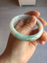 Load image into Gallery viewer, 52mm 100% natural Type A sunny green pink carved and golden-painted jadeite jade bangle PH201