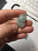 Load image into Gallery viewer, 100% natural type A dark green/light green/white/gray jadeite jade fox pendant necklace BF149