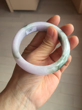 Load image into Gallery viewer, 55.2mm certified 100% natural Type A watermelon-rind green light purple Base jadeite bangle PA184-4754